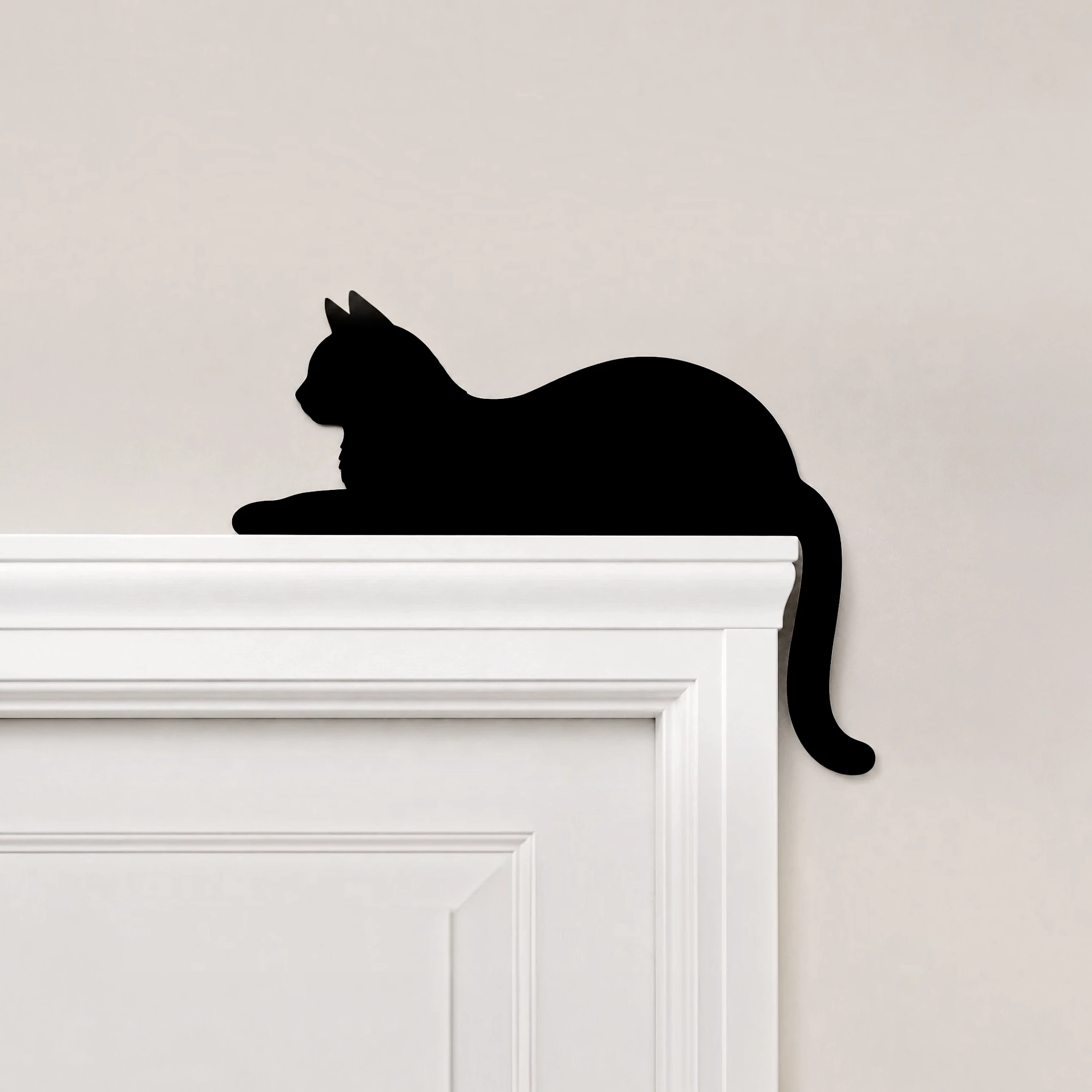 Black Cat Silhouette Door Topper - custom handmade piece by Get Lasered